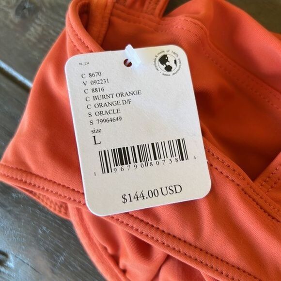 Free People The Oracle Bikini Top Orange Ruched Underwire L - Picture 5 of 7